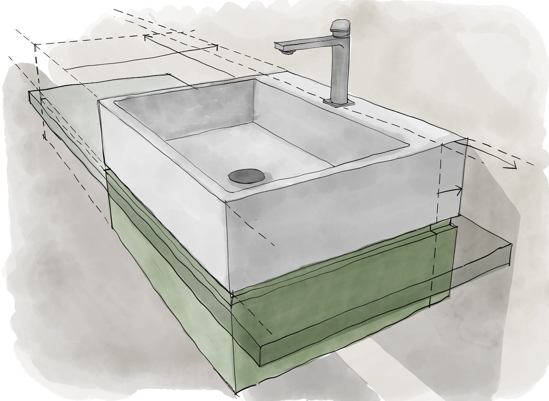 Arbeitsplatte X Waschbecken